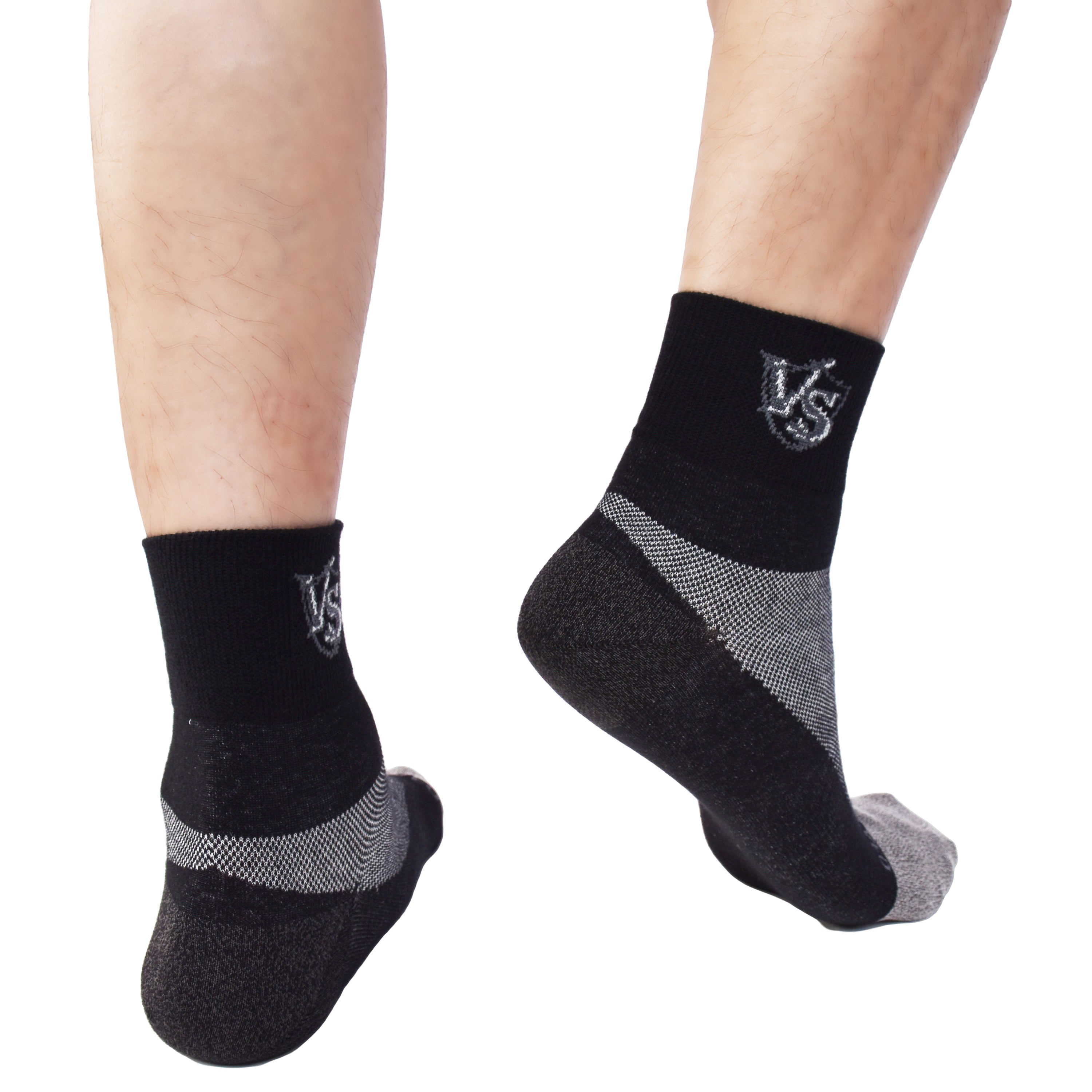 Socks-Thin Athletic Crew Socks (Black) - Vital Salveo