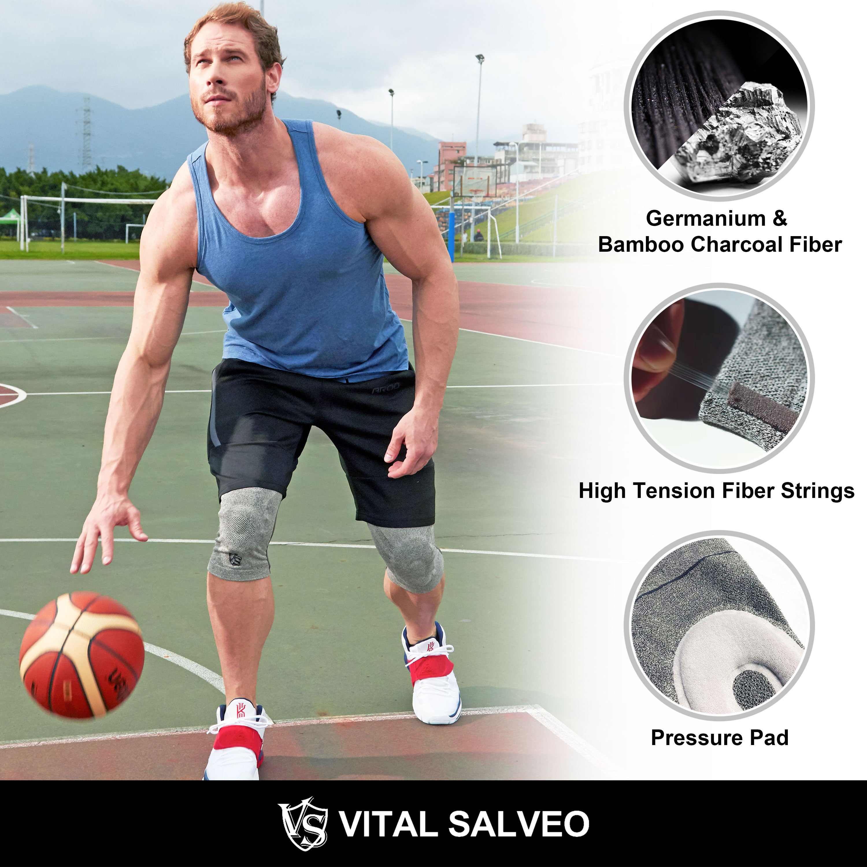 Brace-3D Knit Knee Sleeve/Brace Train-Tec S PRO(PRESSURE PAD) - Vital Salveo