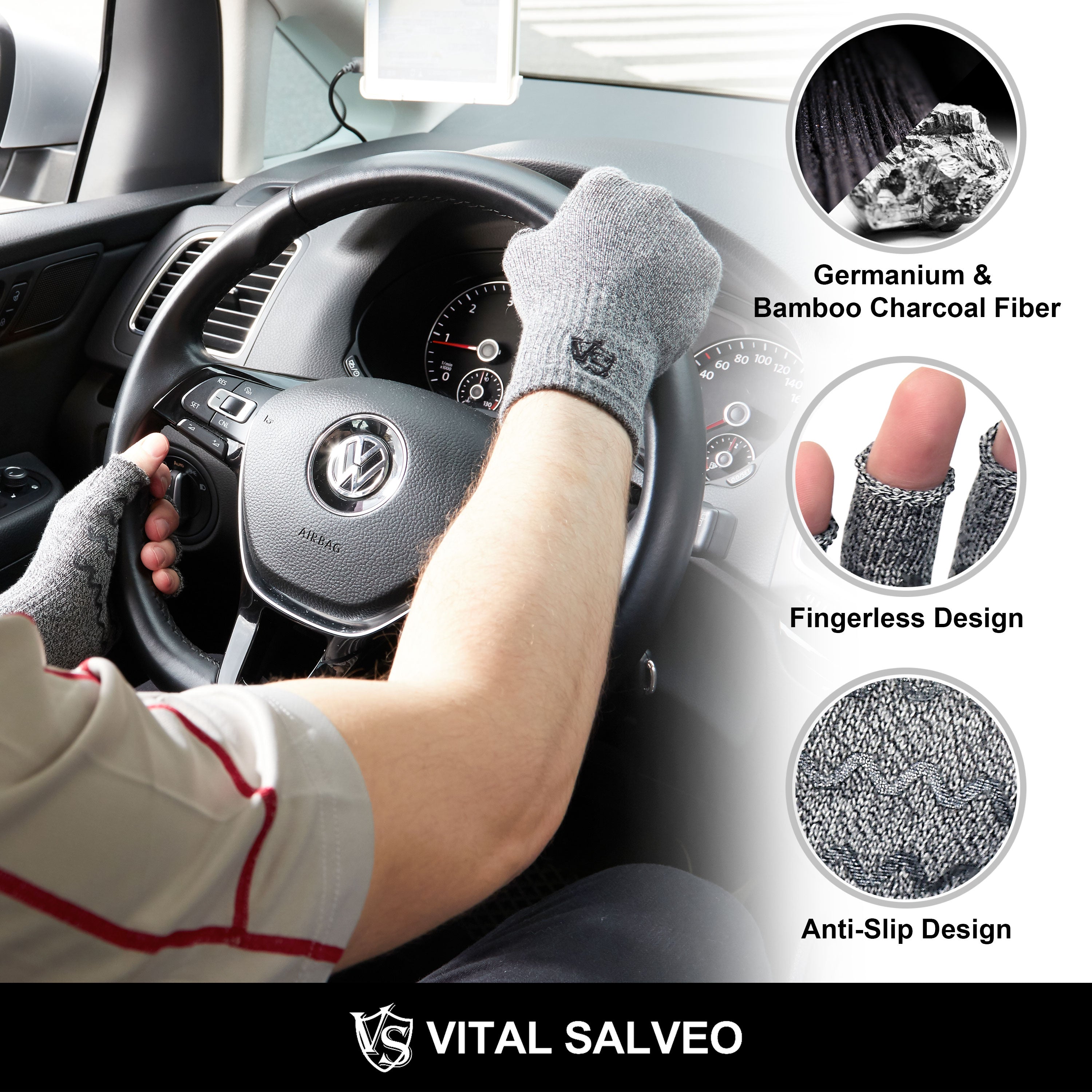 Accessories-Anti-Slip Fingerless Recovery Gloves - Vital Salveo
