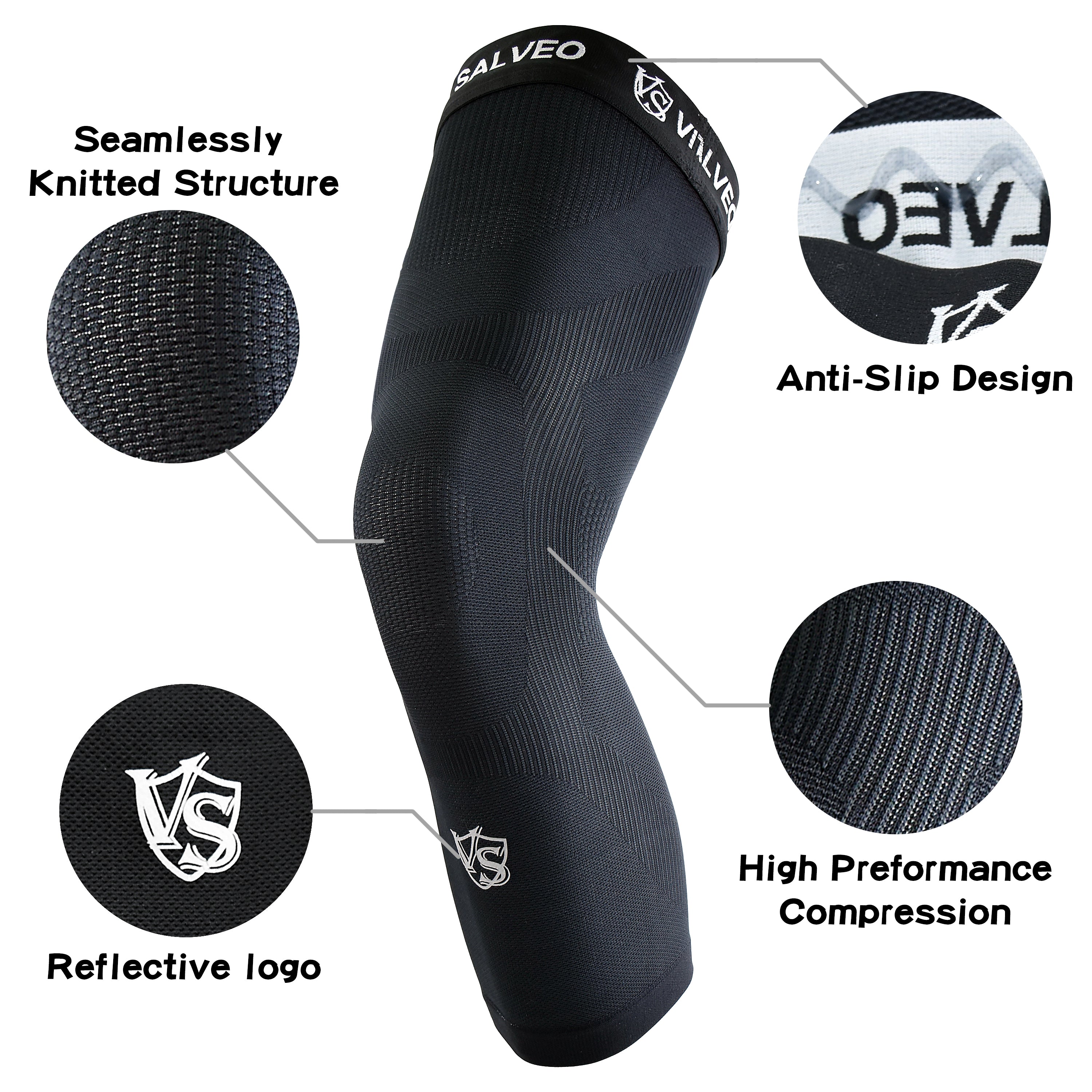 Brace-Germanium Long Knee Sleeves (1 PC) - Vital Salveo