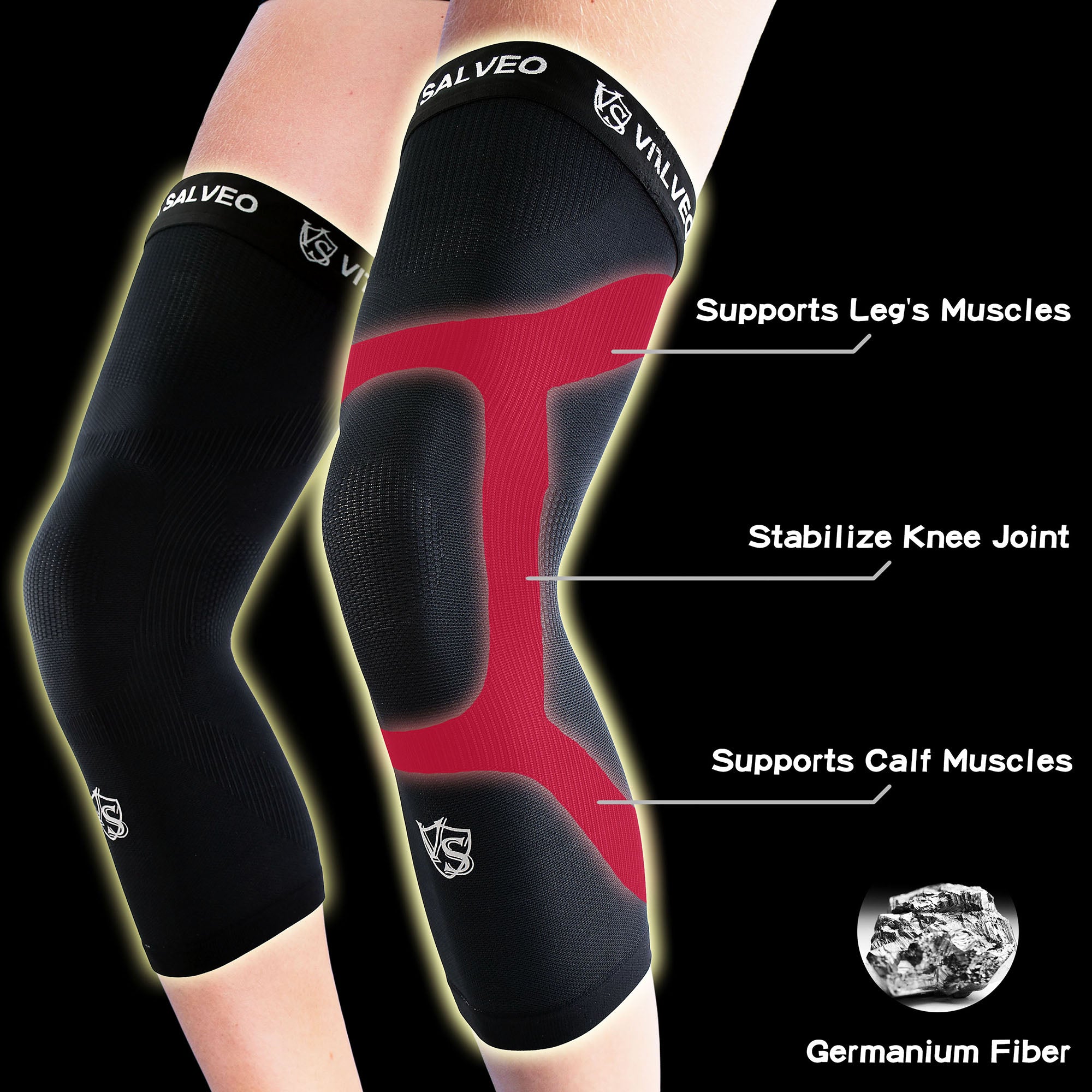 Brace-Germanium Long Knee Sleeves (1 PC) - Vital Salveo