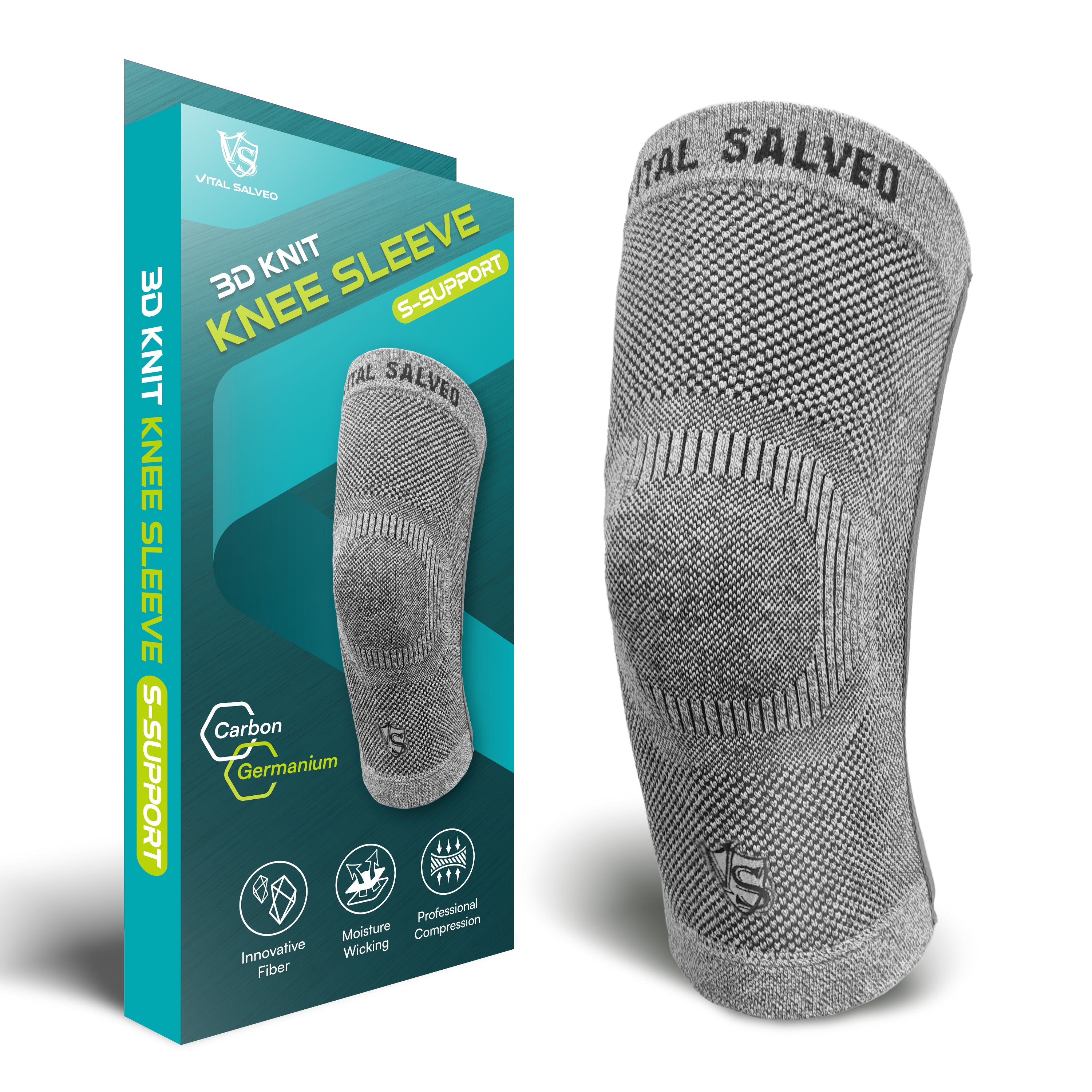 3D Knit Knee Sleeve/Brace S-SUPPORT (Pair) - Vital Salveo
