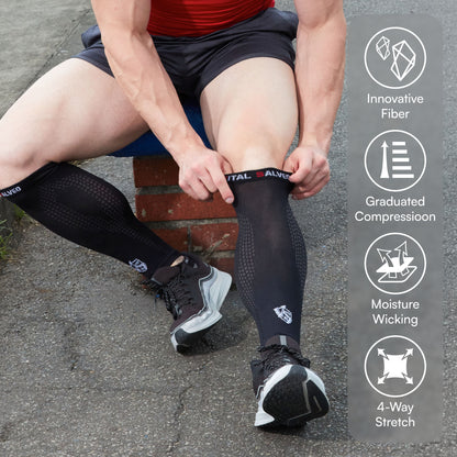 Compression Calf/Shin Sleeves / Black (2PCS) - Vital Salveo