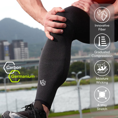 Recovery Compression Full Leg Sleeve 1 Pair (Dark Grey) - Vital Salveo