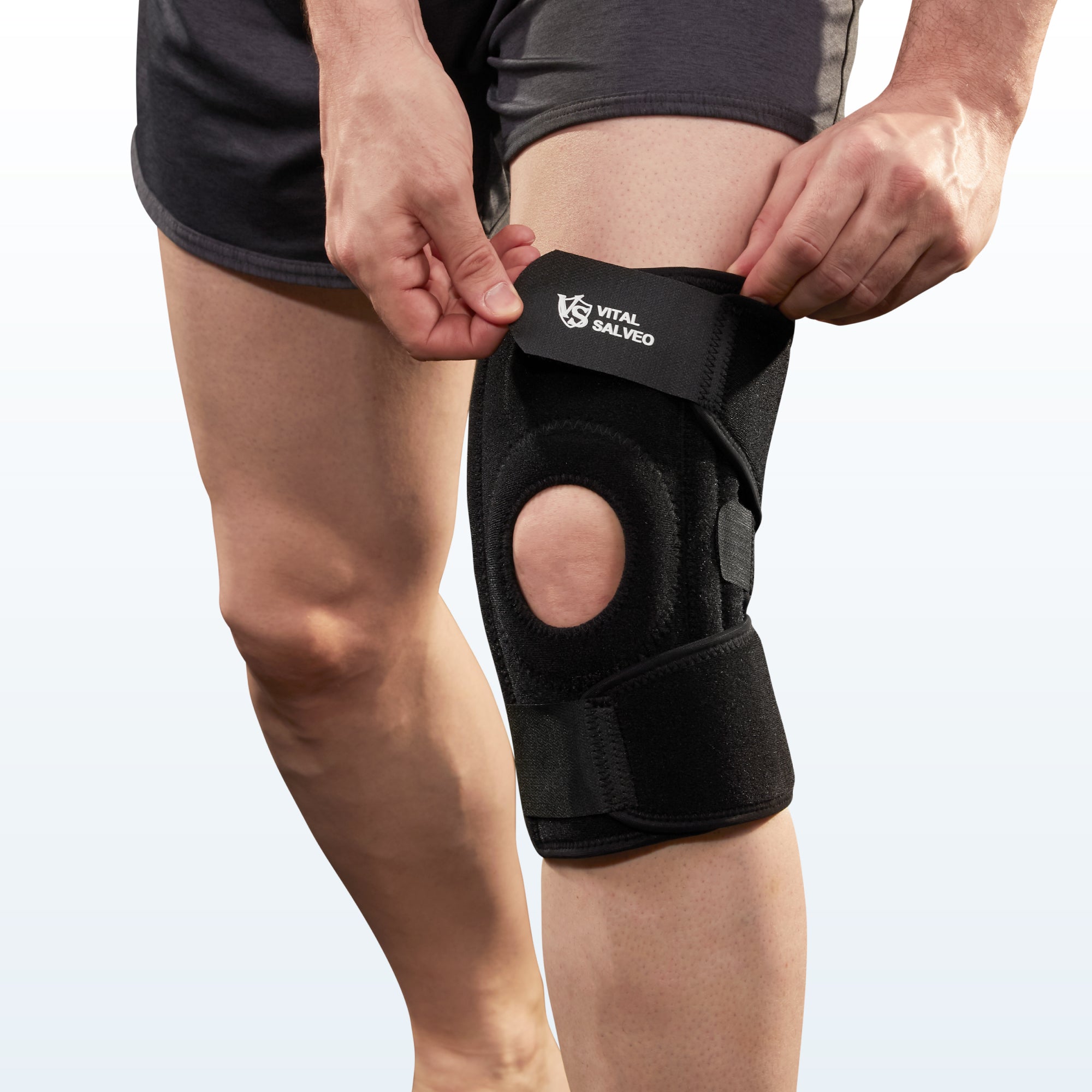 9.5" Adjustable Strengthen Open Patella Knee Support/S-Stays - Vital Salveo
