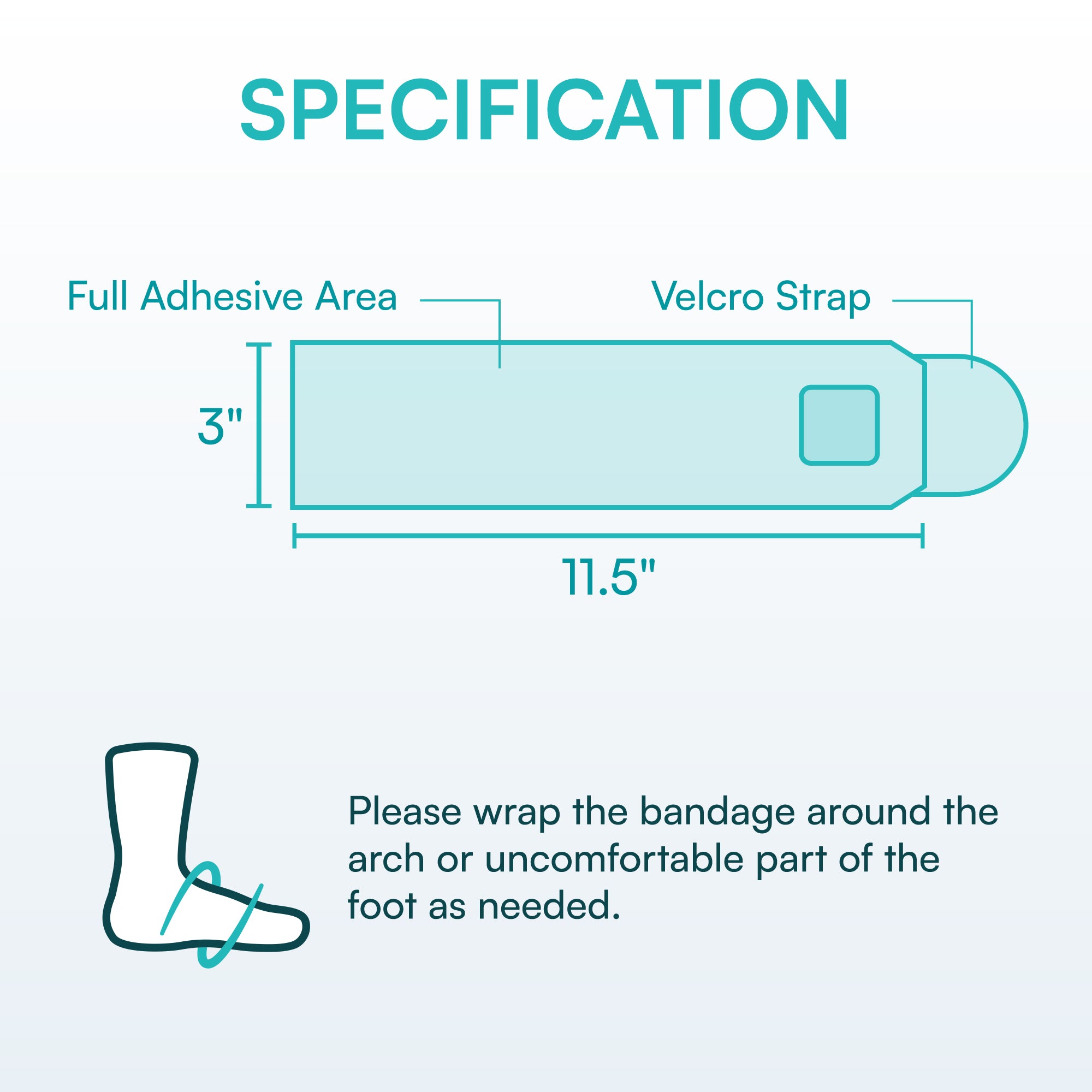 Adjustable Elastic Compression Arch Support Bandage Wraps (Pair)-3"* 11.5" - Vital Salveo