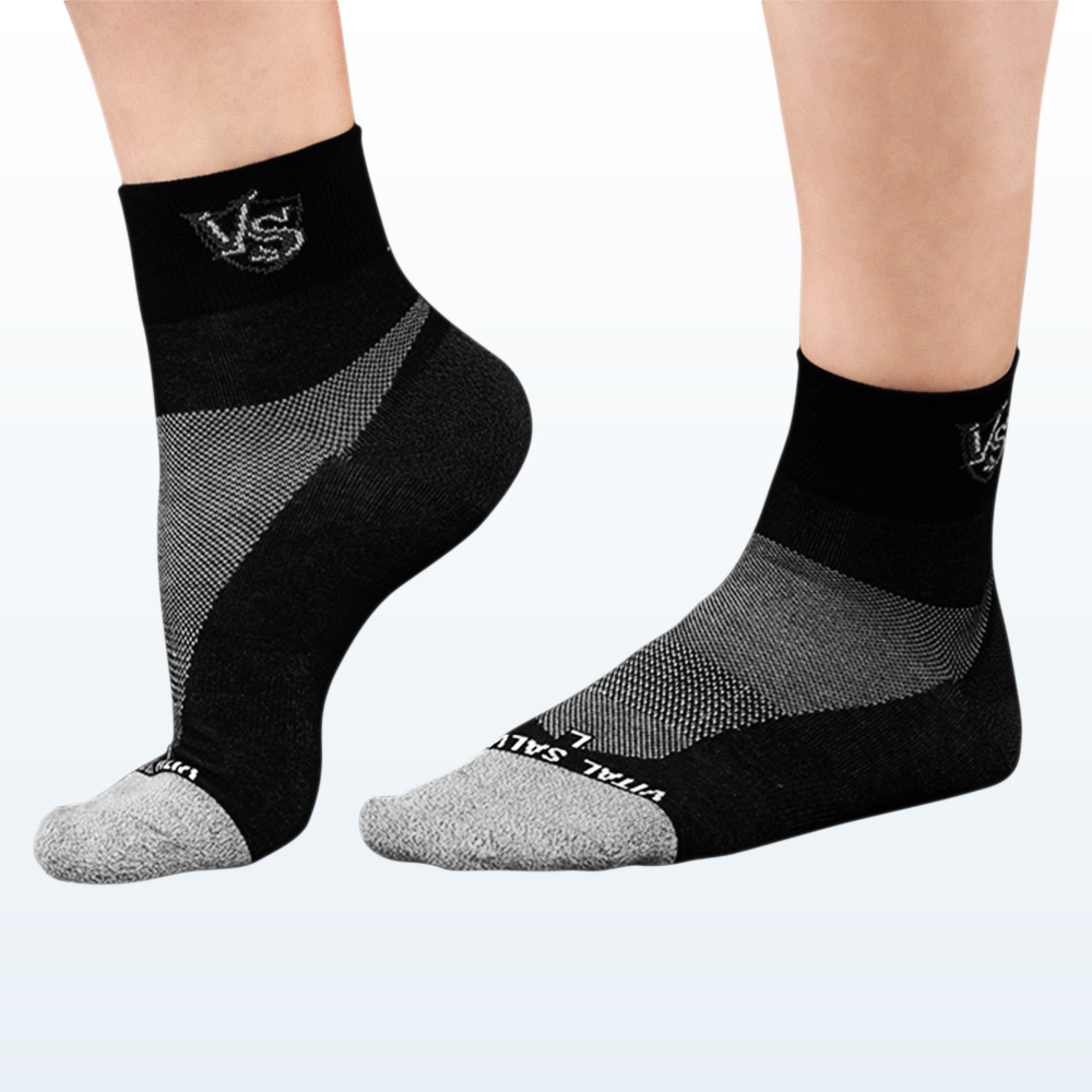 Thin Athletic Crew Socks (Black) (3 Pairs) - Vital Salveo