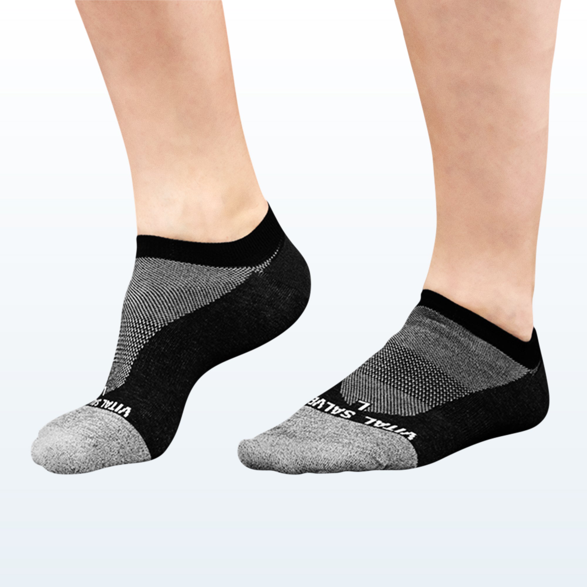 Thin Athletic No Show Socks (Black) (3 Pairs) - Vital Salveo