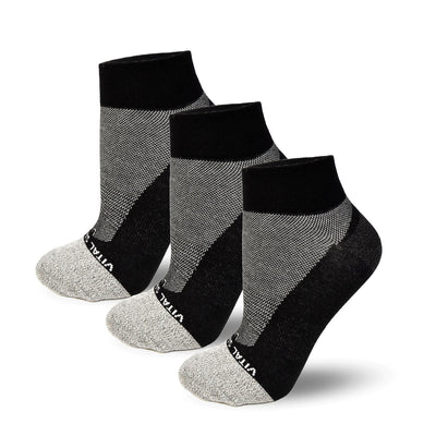 Thin Athletic Ankle Socks (Black) (3 Pairs) - Vital Salveo