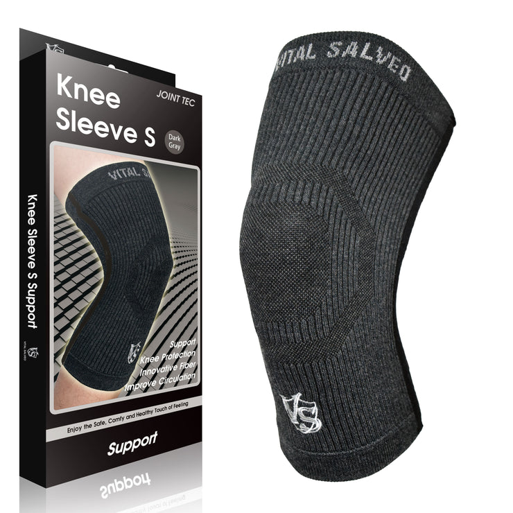 Vital Salveo Compression Knee Sleeve Pair - Pain Relief & Support For Running, Basketball (Dark Grey, Small)