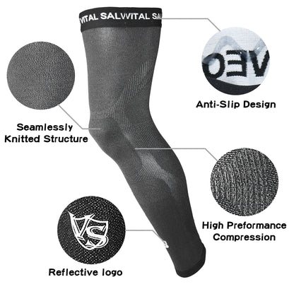 -Recovery Compression Full Leg Sleeve 1 Pair (Dark Grey) - Vital Salveo