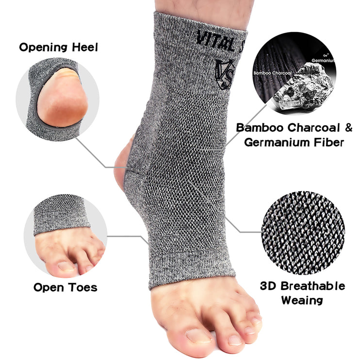 Bamboo Charcoal and Germanium Ankle Sleeve (Opening)-Brace-Vital Salveo