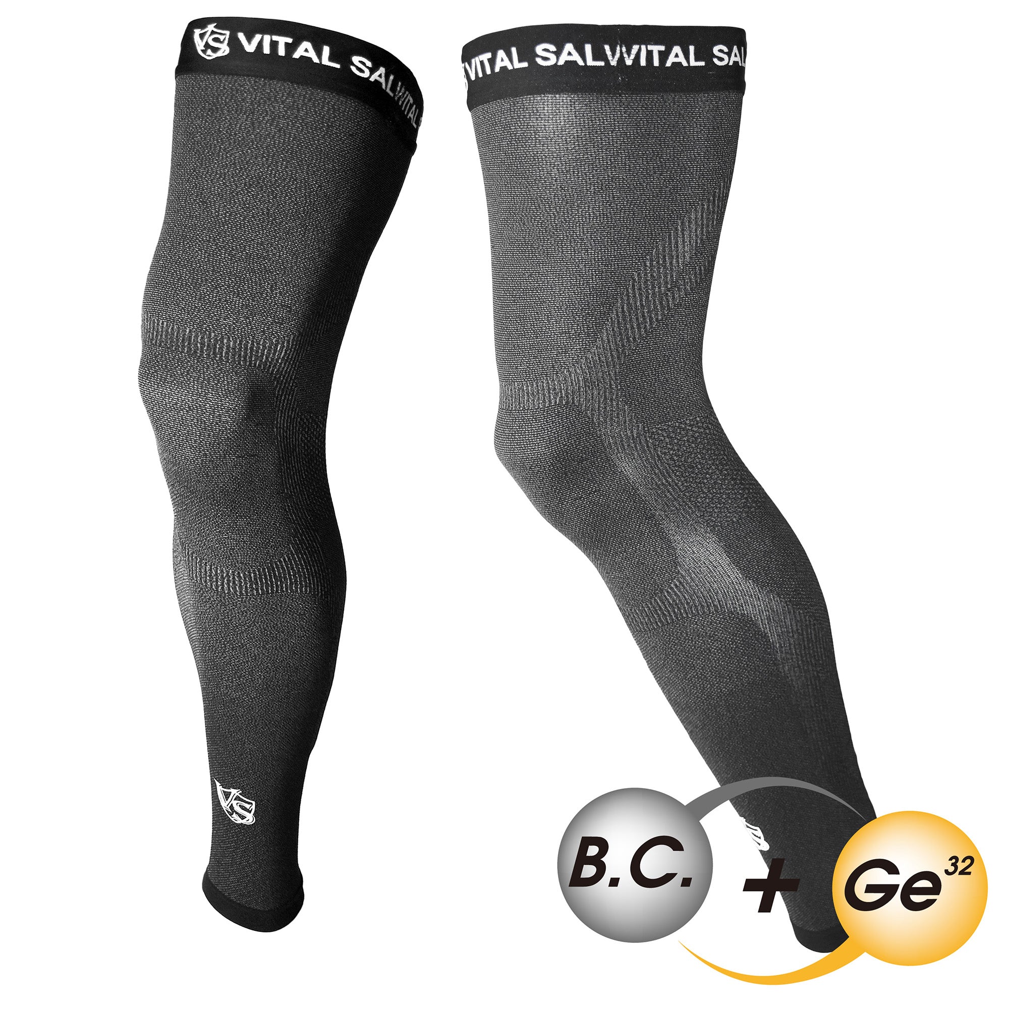 -Recovery Compression Full Leg Sleeve 1 Pair (Dark Grey) - Vital Salveo