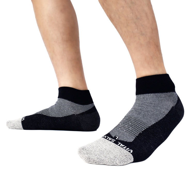 Socks-Thin Athletic Ankle Socks (Black) - Vital Salveo