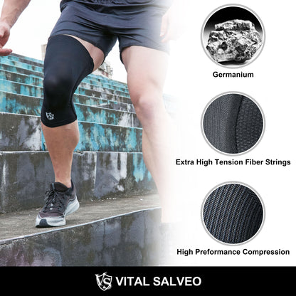 Germanium Compression 400 Thread Count Knee Sleeves (1 Pair) - Vital Salveo