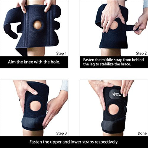 Brace-9.5" Adjustable Strengthen Open Patella Knee Support/S-Stays - Vital Salveo