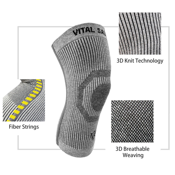 Brace-3D Knit Knee Sleeve/Brace S-SUPPORT (Pair) - Vital Salveo
