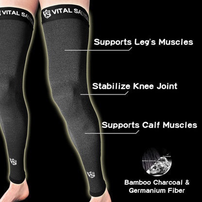 -Recovery Compression Full Leg Sleeve 1 Pair (Dark Grey) - Vital Salveo