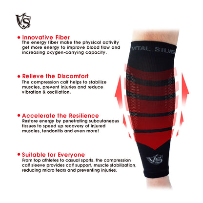 Brace-Compression Calf/Shin Sleeves / Black (2PCS) - Vital Salveo